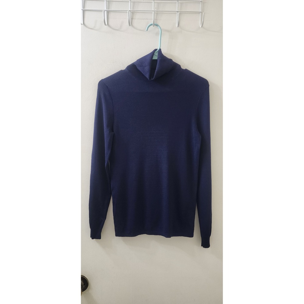 Uterque Navy‎ Blue Turtleneck Knit Sweater Viscose Blend Size S 01014400430021